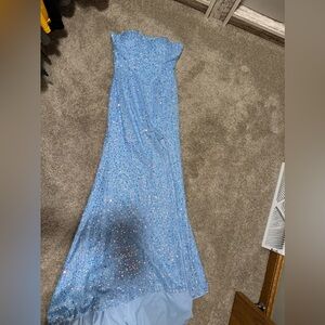 Baby Blue Strapless Prom Dress